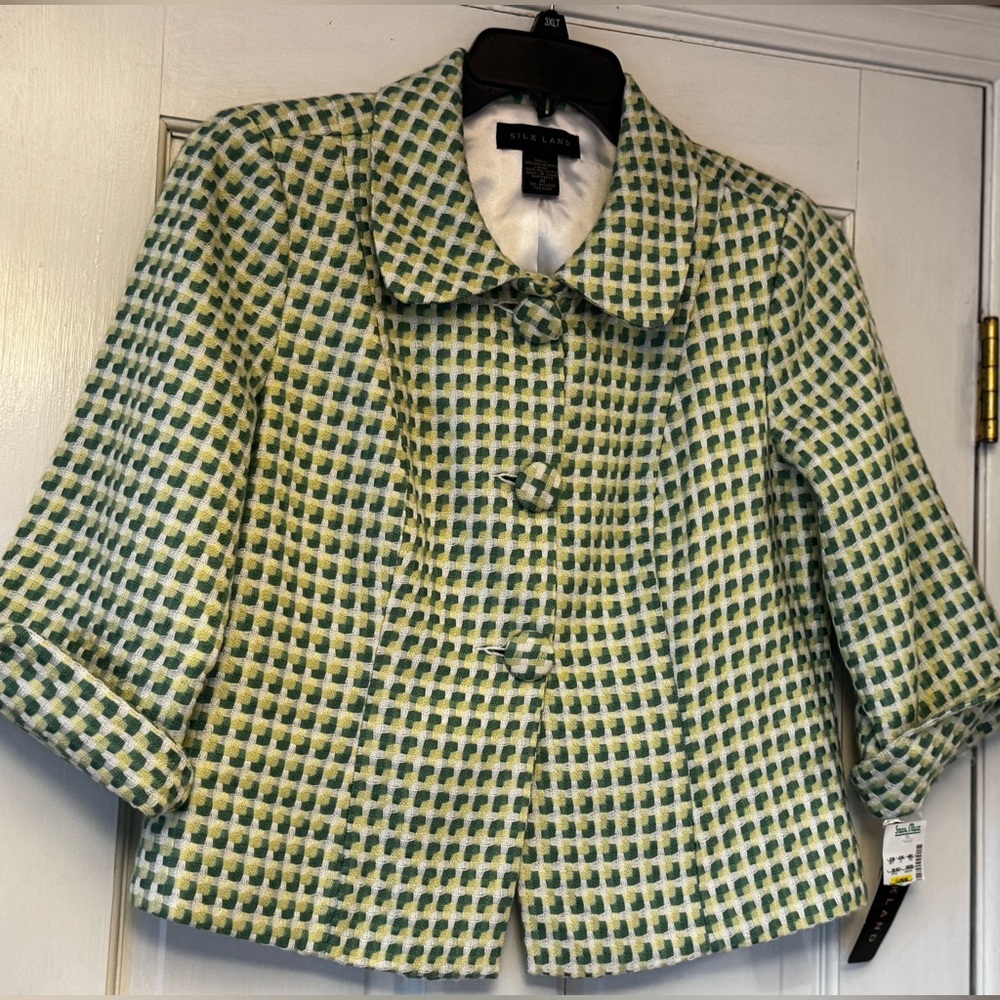 SilkLand‎ Green and White Blazer